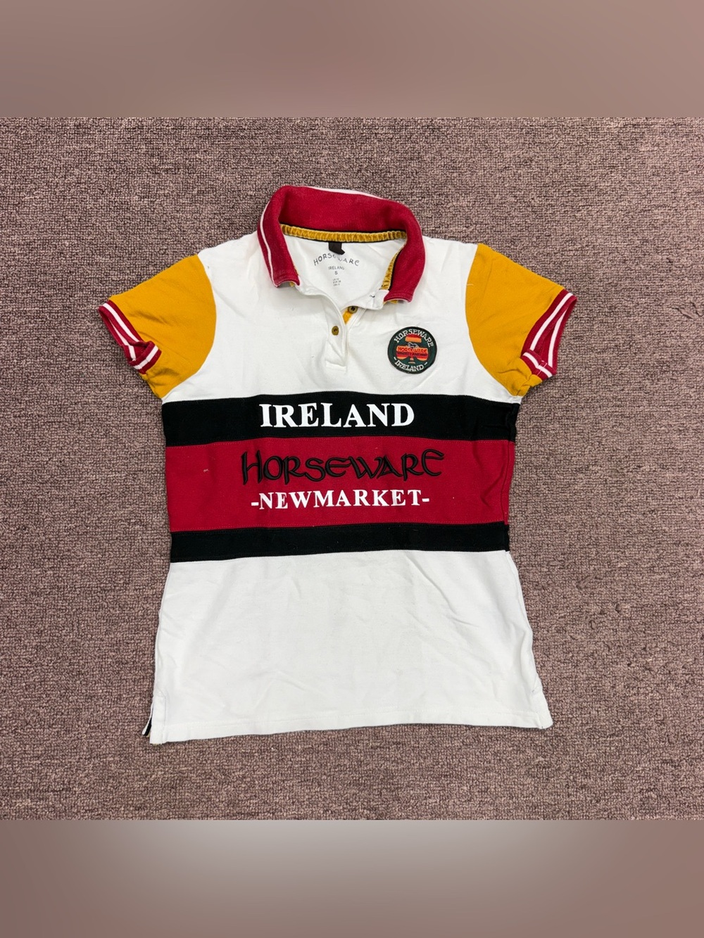 Women’s Small White Horseware Ireland Short Sleeve Horseback Riding Polo Shirt